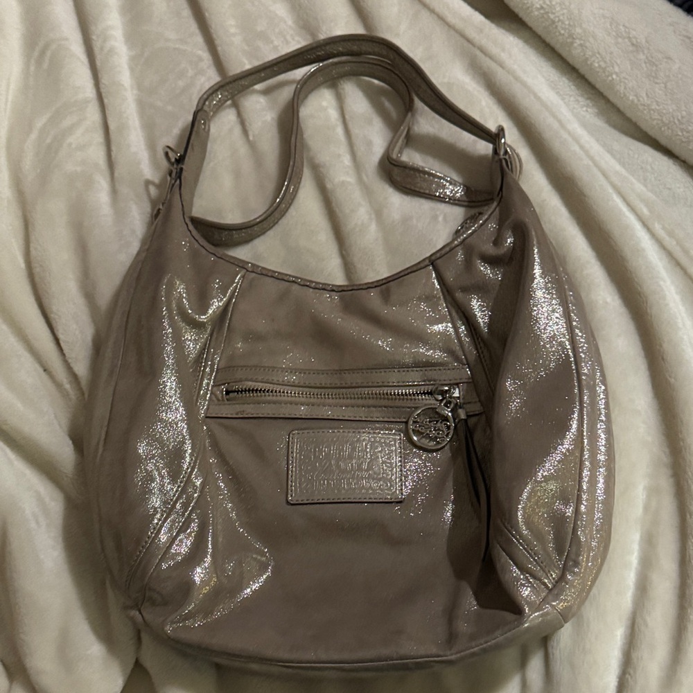 Coach‎ Poppy Gold sparkling Bag purse. EUC. Shiny with lots of room